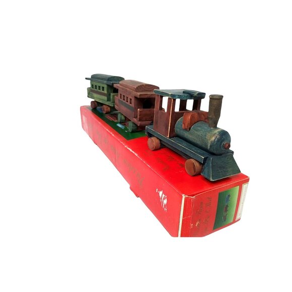 Vintage Red and Green Wooden Train by Windsor Collection - 21" - Picture 2 of 4